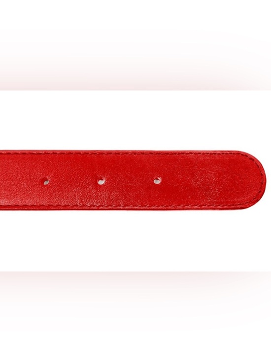 Telfar Red Leather Logo Belt with Silver Buckle ? main image 6